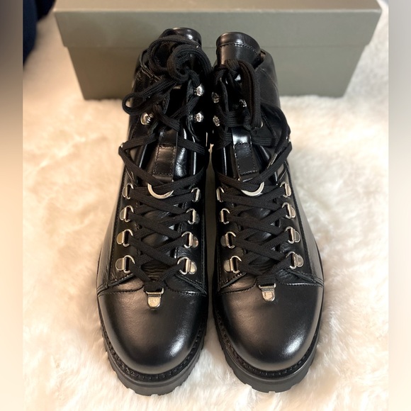 ALL SAINTS Women’s Sz 7 Lia Calf Leather Drawstring Black Combat Boots UK5 NIB - Picture 5 of 7